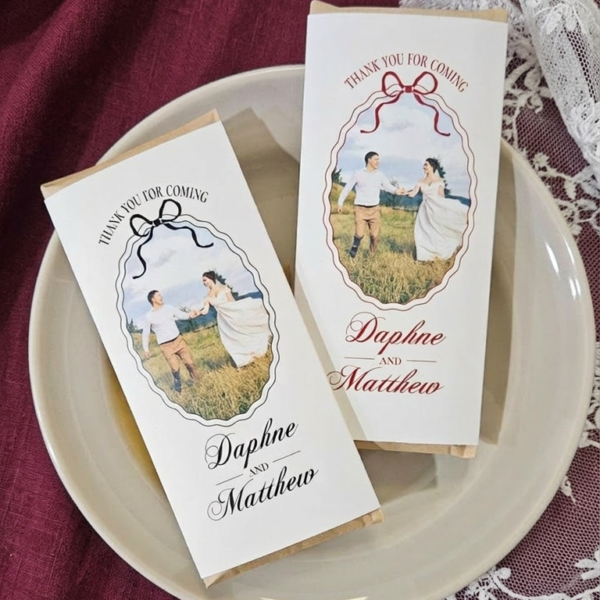 Alternative view of Custom Photo Wedding Favors, Personalized Wedding Favors, Custom Wedding Favors with Ribbons| Hershey Chocolate Bar P-2